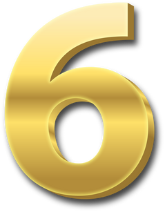 3D Gold Number Six