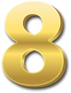 3D Gold Number Eight